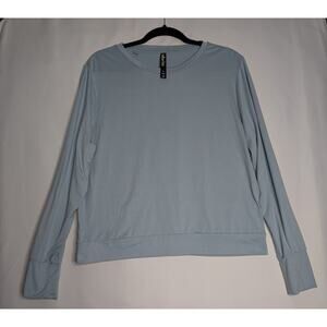 LUKKA LUX Women's L Blue LongSleeve TShirt Moisture Wicking Sportswear Relax Fit